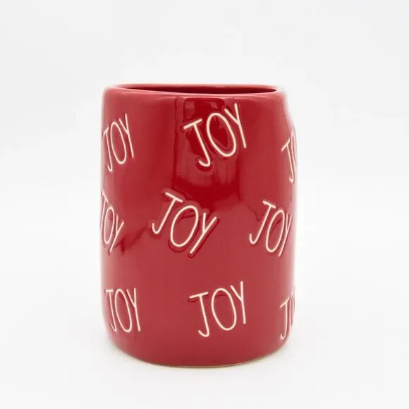 Red Rae Dunn Mug - Joy 16oz Ceramic Christmas Coffee Cup Gift For Mom - New - Picture 5 of 10